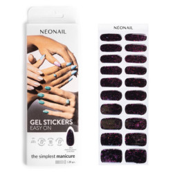 Gel Nail Stickers - manucure violet sombre paillet&eacute;