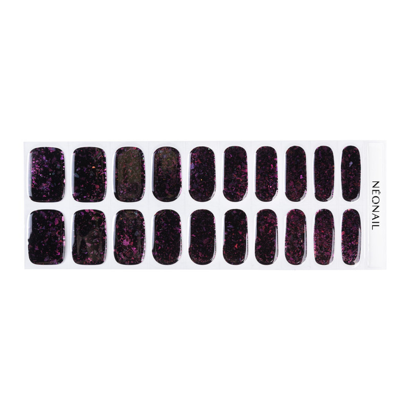 Gel Nail Stickers - manucure violet sombre paillet&eacute;