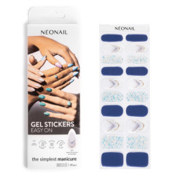 Gel Nail Stickers - manucure bleu avec effet marbr&eacute;