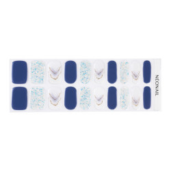 Gel Nail Stickers - manucure bleu avec effet marbr&eacute;