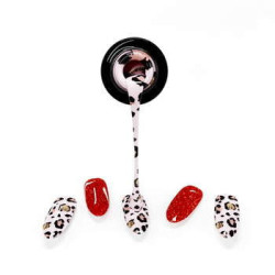 Gel Nail Stickers - p&eacute;dicure rouge paillet&eacute; & panth&egrave;re