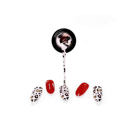 Gel Nail Stickers - p&eacute;dicure rouge paillet&eacute; & panth&egrave;re