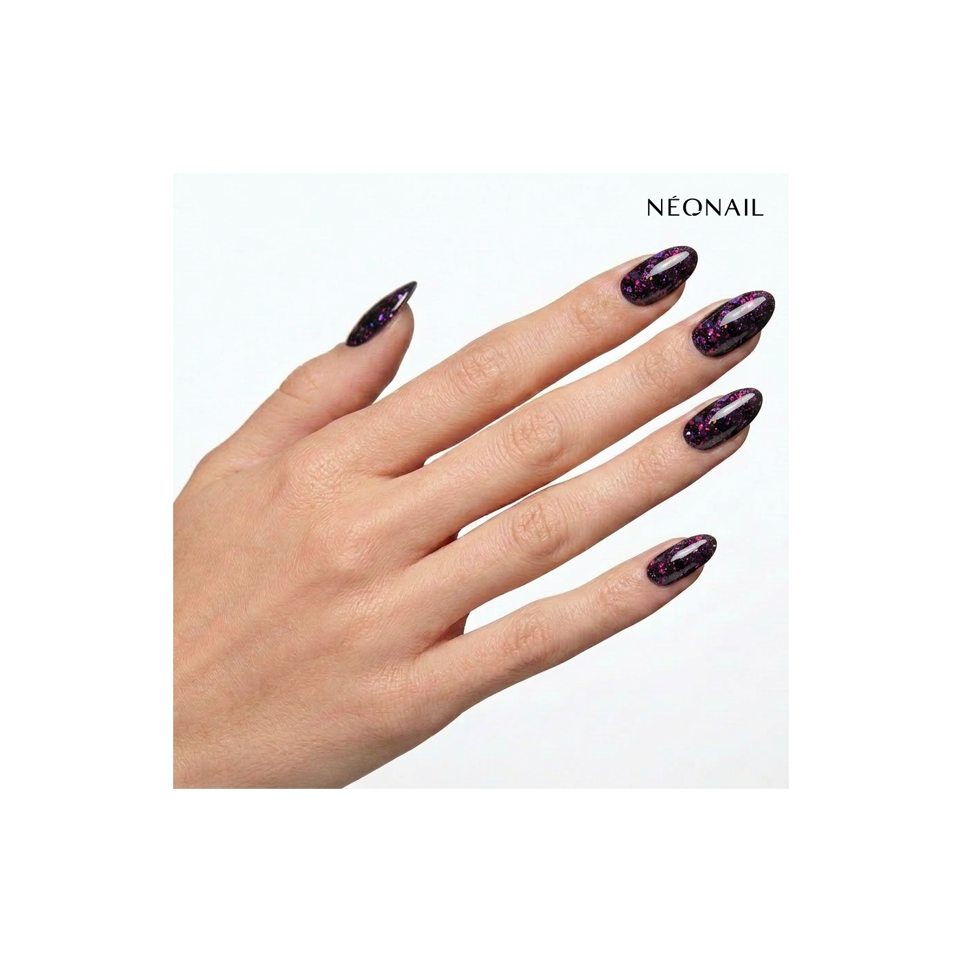 Gel Nail Stickers - manucure violet sombre paillet&eacute;