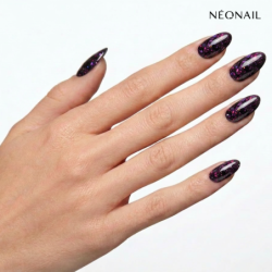 Gel Nail Stickers - manucure violet sombre paillet&eacute;