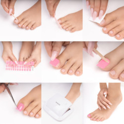 Gel Nail Stickers - pédicure rouge pailleté & panthère Gel Nail Stickers - pédicure rouge pailleté & panthère
