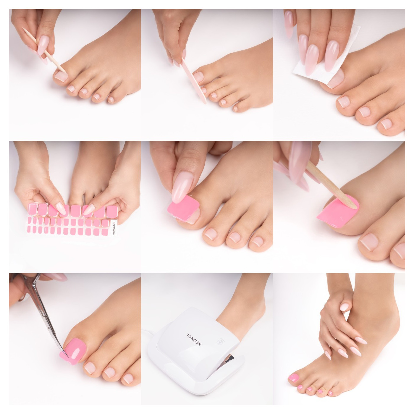 Gel Nail Stickers - pédicure rose bonbon Gel Nail Stickers - pédicure rose bonbon