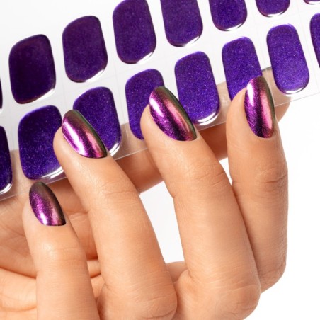 Gel Nail Stickers - manucure violet paillet&eacute;