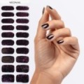Gel Nail Stickers - manucure violet sombre paillet&eacute;