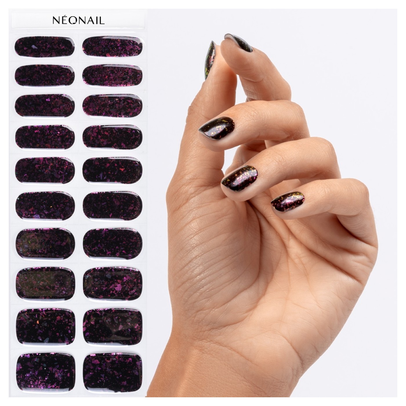 Gel Nail Stickers - manucure violet sombre paillet&eacute;