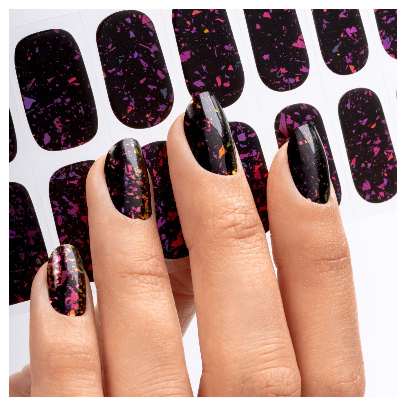Gel Nail Stickers - manucure violet sombre paillet&eacute;
