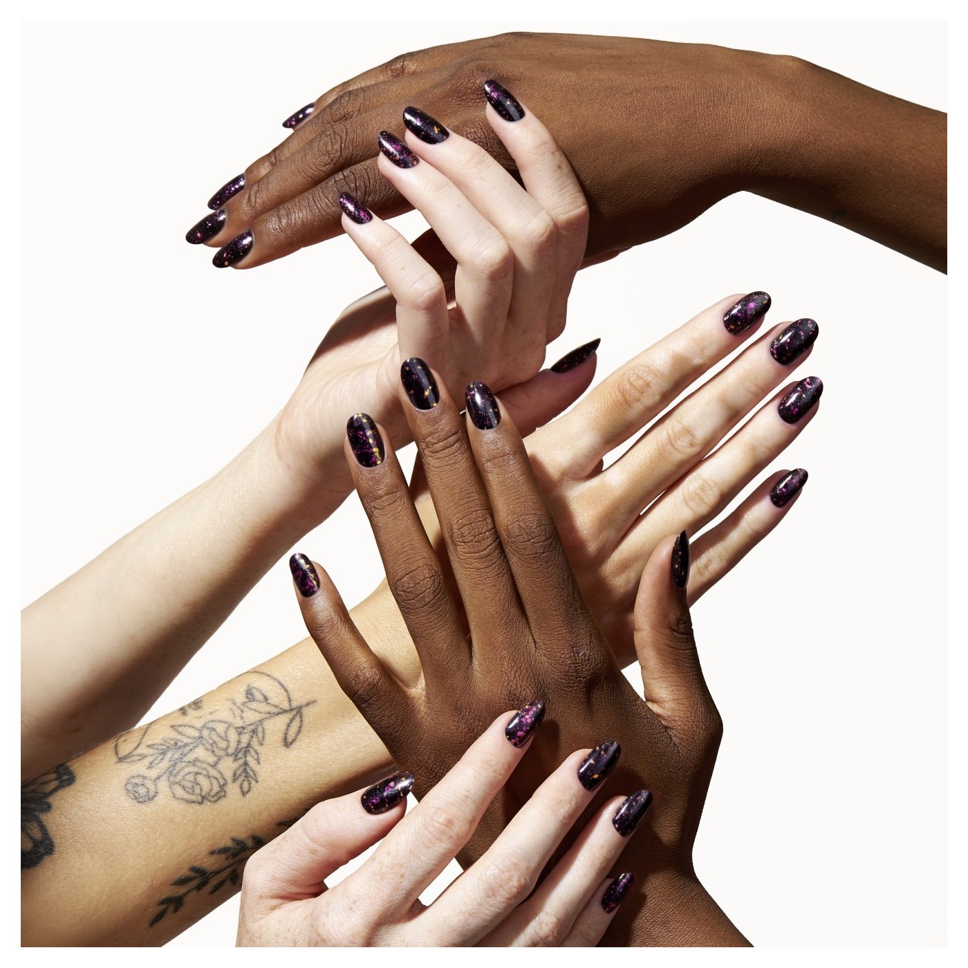Gel Nail Stickers - manucure violet sombre paillet&eacute;