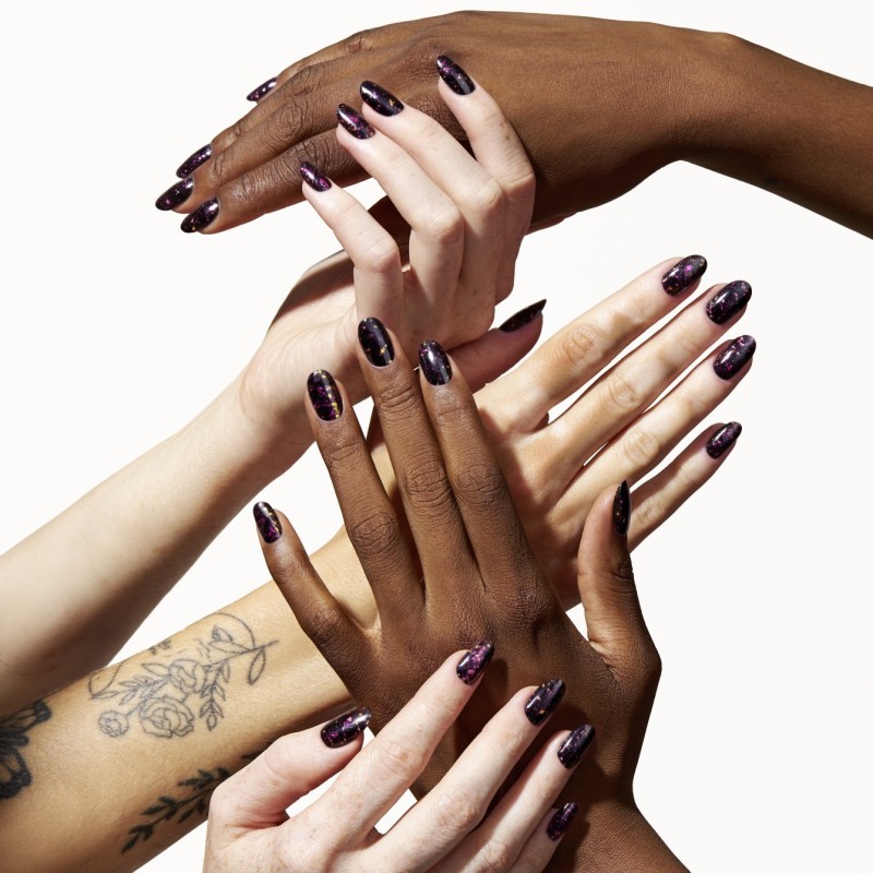 Gel Nail Stickers - manucure violet sombre paillet&eacute;