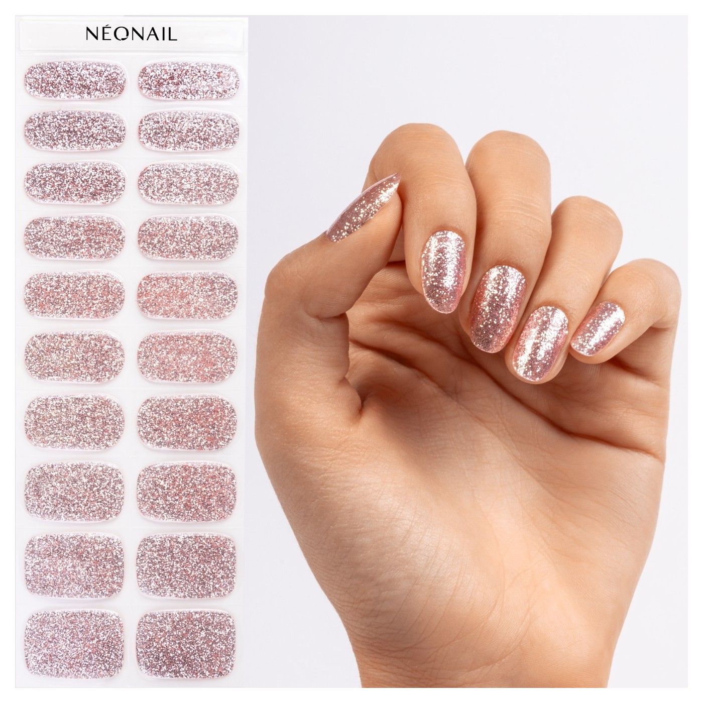 Gel Nail Stickers - manucure rose clair pailleté Gel Nail Stickers - manucure rose clair pailleté