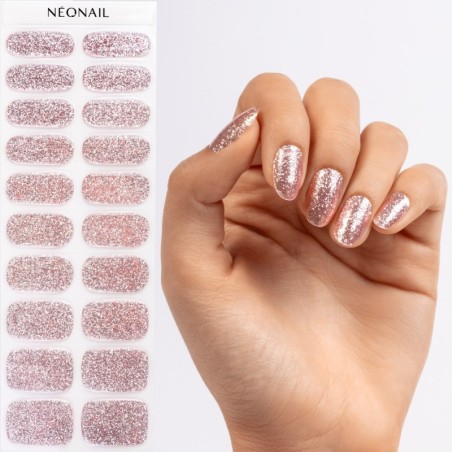Gel Nail Stickers - manucure rose clair pailleté